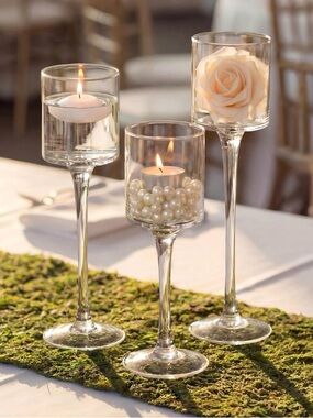 Household candlesticks set X 2 lot glass 6 pc wedding